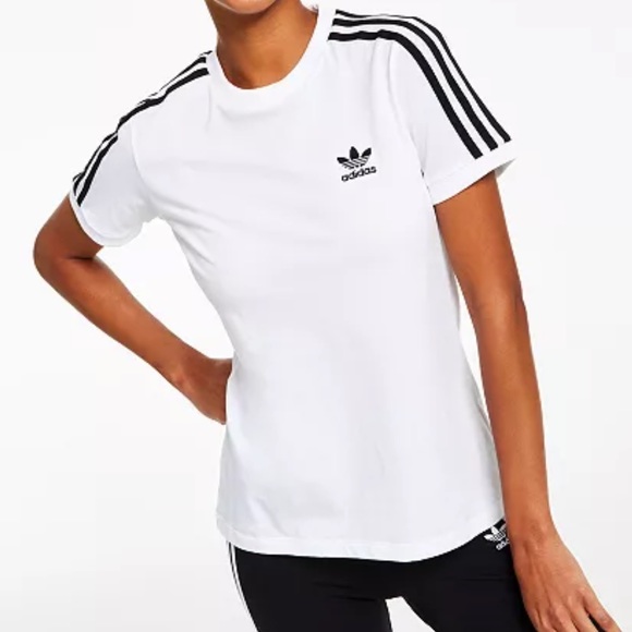 adidas Tops Adidas Womens Cotton 3 Stripes Tshirt Blackwhite Poshmark